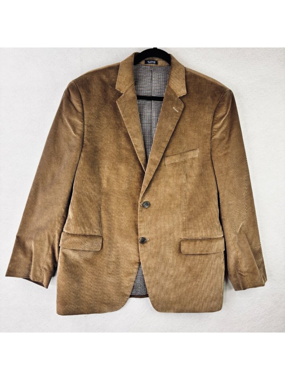 Saddlebred Corduroy Mens Brown 42S Blazer Jacket Classic Academia Plaid Lining